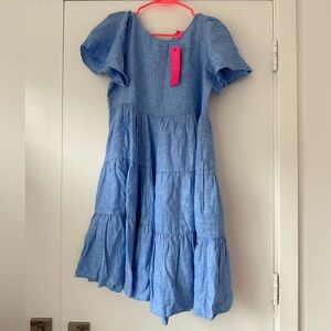 NWT Lilly Pulitzer Jocelyn Short Sleeve Linen Dress in Boca Blue